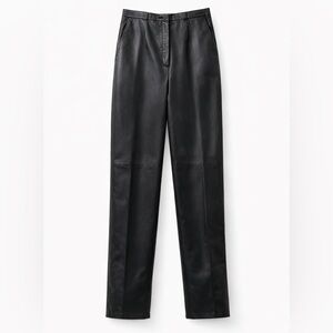 Feraud Paris Vintage Dark Brown Leather Pants High Waist Straight Leg IT42 Italy